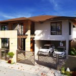 Contemporary two-story house with mixed materials and horizontal fence