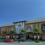 Modern commercial building facade with glass storefront and signage